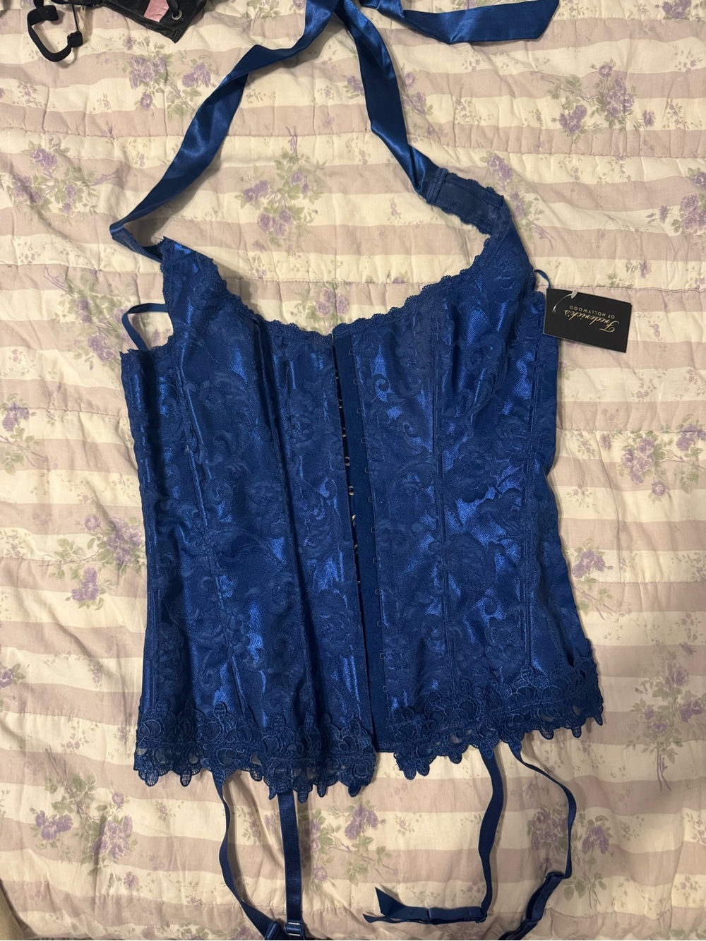 Royal Blue Lace Corset Halter Top
